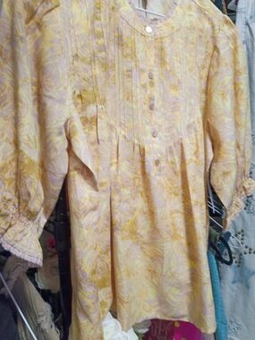 Democracy Yellow Floral-Print Long Sleeve Women's Shirt